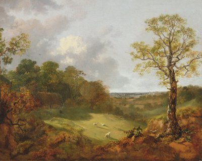 Wooded Landscape with a Cottage, Sheep and a Reclining Shepherd by Thomas Gainsborough